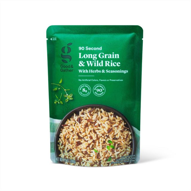 90 Second Long Grain & Wild Rice with Herbs & Seasonings Microwavable Pouch - 8.5oz - Good & Gather