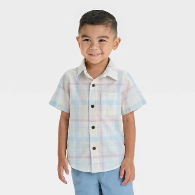 Toddler Boys Short Sleeve Poplin Button-Up Shirt