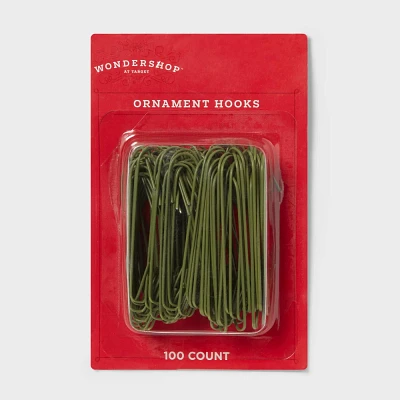 100ct Christmas Ornament Hook Dark Green - Wondershop