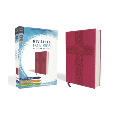 Niv, Bible for Kids, Large Print, Leathersoft, Pink, Red Letter, Comfort Print - by Zondervan (Leather Bound)