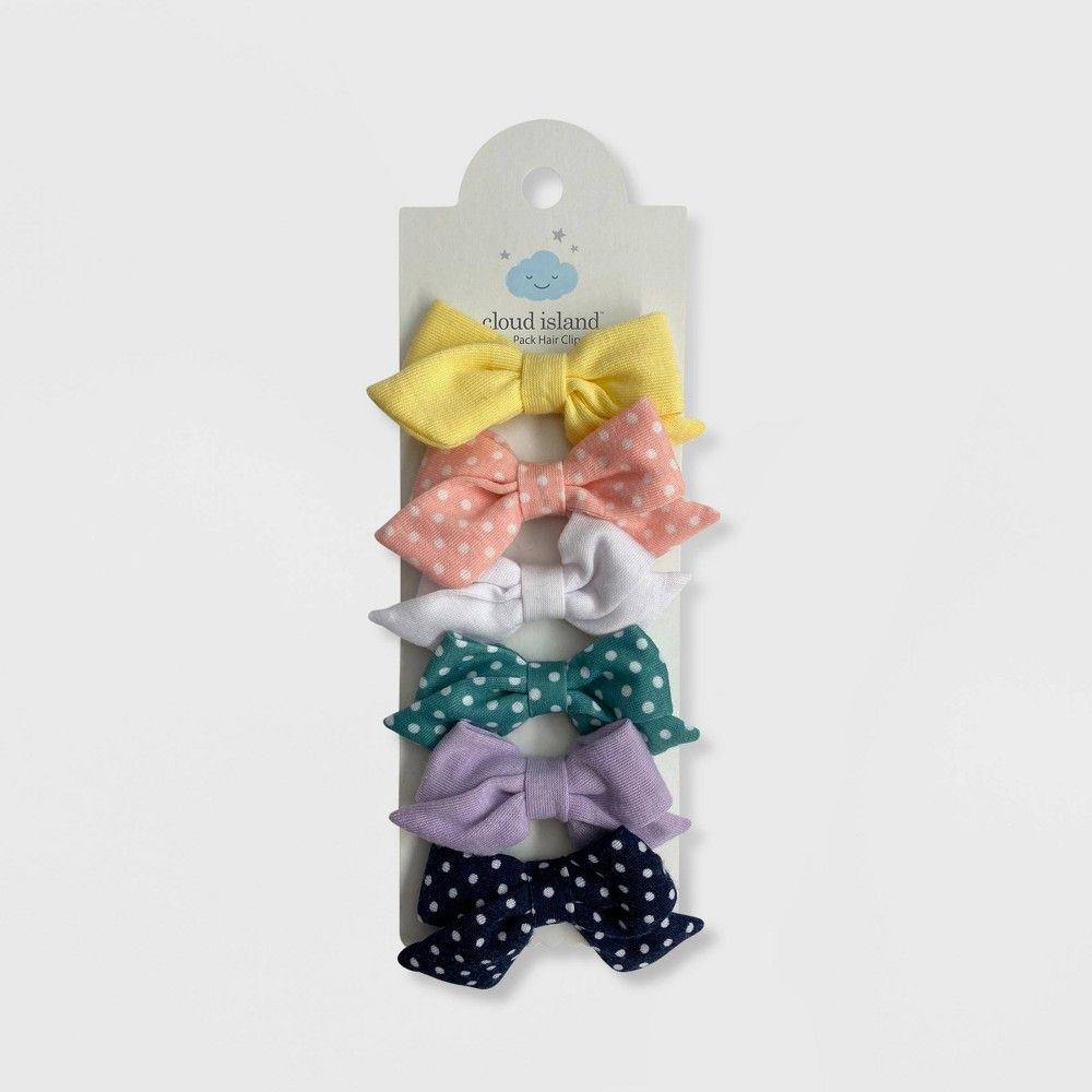 Baby Girls 6pk Polka Jersey Bow Hair Clips - Cloud Island