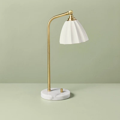 20.75 Fluted Ceramic Table Lamp with Marble Base - Hearth & Hand with Magnolia