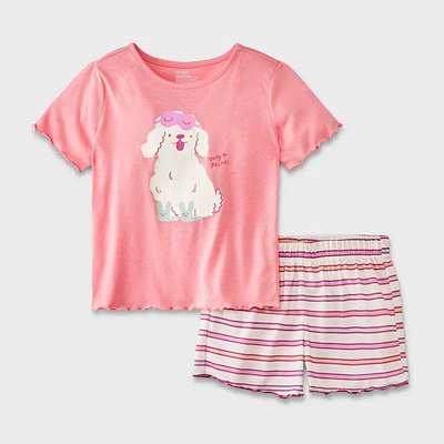 Girl 2pc Poodle Short Sleeve Pajama Set