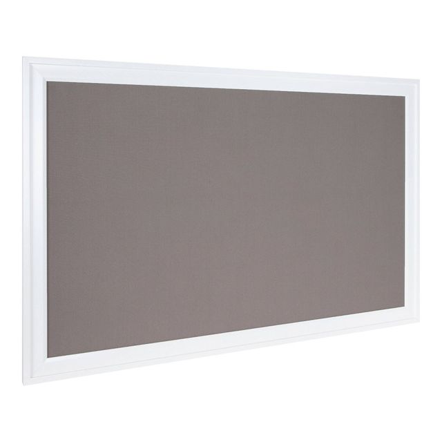 Bosc Pinboard White - DesignOvation: Gray Linen Surface, Transitional Frame, Mounting Hardware Included