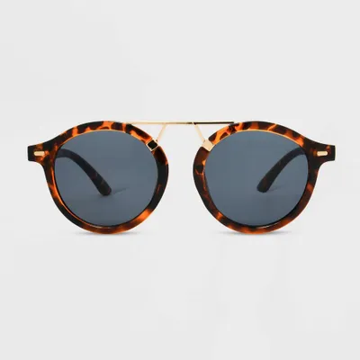 Womens Shiny Plastic/Metal Aviator Sunglasses - Universal Thread Brown/Tortoise Print