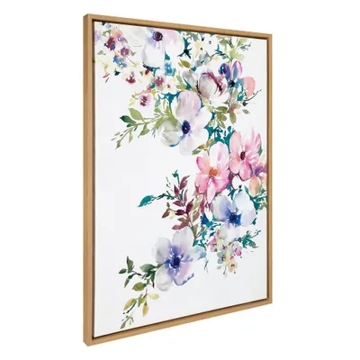 28 x 38 Sylvie Ink Wash Floral Framed Canvas by Emma Daisy Natural - Kate & Laurel All Things Decor