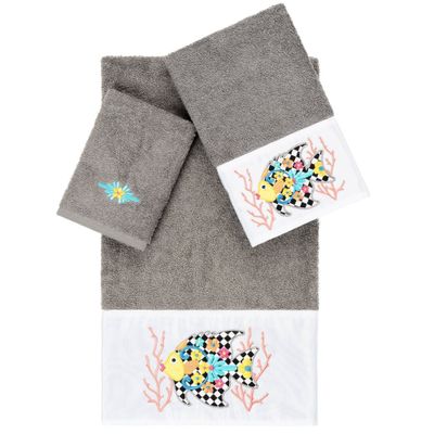 Set of 3 Feliz Embroidered Towels