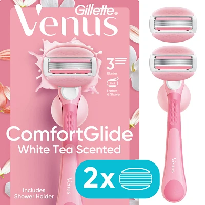 Venus Comfortglide White Tea Womens Razor + 2 Razor Blade Refills