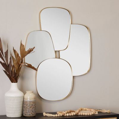 Metal Wall Mirror with Varying Shapes Gold - CosmoLiving by Cosmopolitan: Geometric & Irregular Vanity Mirror, No Assembly Required