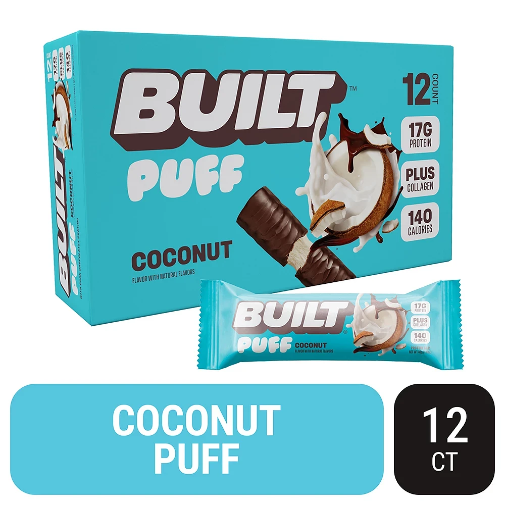 Built Bar Puff Collagen Protein Bars - Gluten Free, Coconut Marshmallow,  Low in Sugar & Carb Snack - 480gm12ct Box | Connecticut Post Mall
