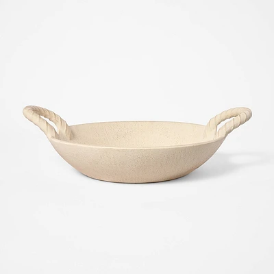 Antique Finish Ceramic Bowl - Threshold designed with Studio McGee: Artisanal Elegance, Twisted Handle Design, Tabletop Decor