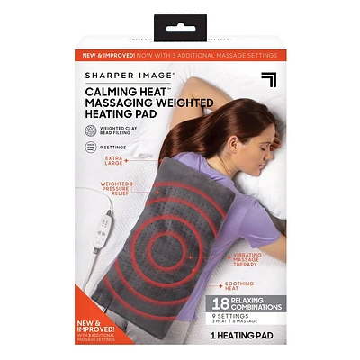 Sharper Image Calming Heat Massaging Weighted Electric Heating Pad