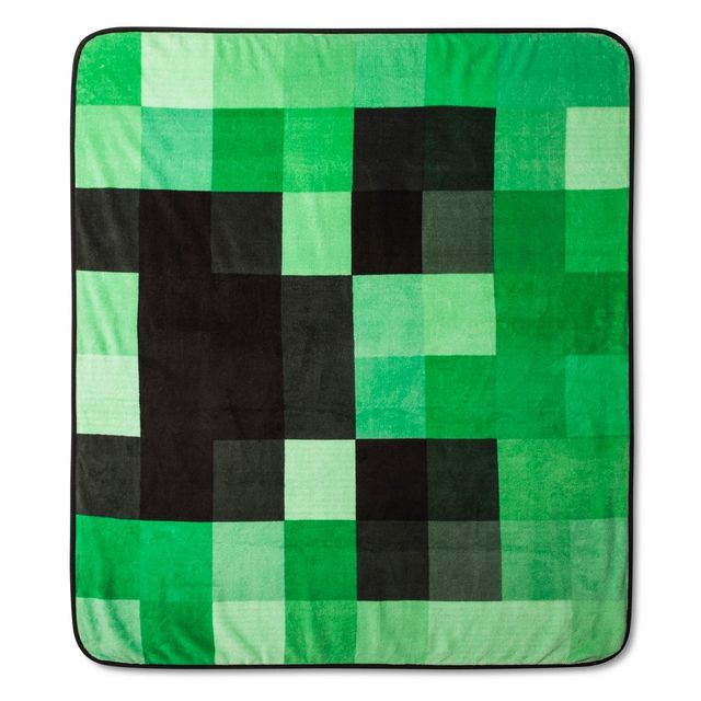 Minecraft Creeper 53x53 Kids Throw Blanket Green