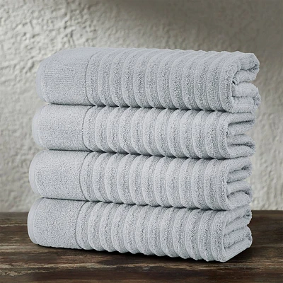 4pc Cotton Ribbed Bath Towel Set Light Gray - Isla Jade