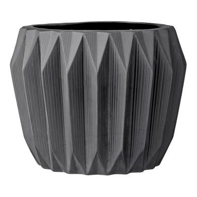 Ceramic Fluted Flower Pot - Black (7) - Storied Home: Modern Indoor Planter, No Drainage, Round Shape