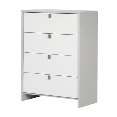 Cookie 4-Drawer Kids Chest Soft Gray and Pure White - South Shore