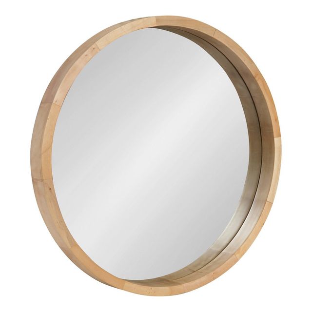 22 x 22 Hutton Round Wood Wall Mirror Natural - Kate and Laurel: Wall Mount, No Assembly Required