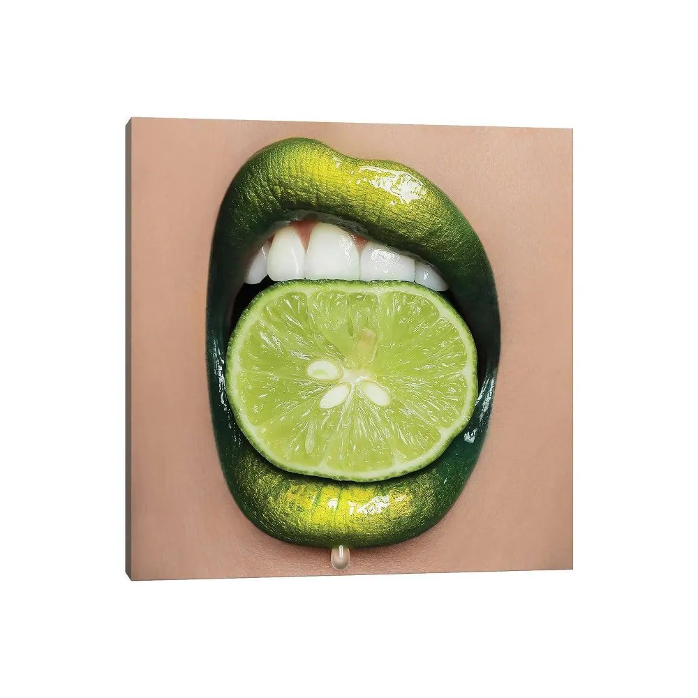 Lime Lips by Vlada Haggerty Canvas: Pop Culture, Modern Style - iCanvas