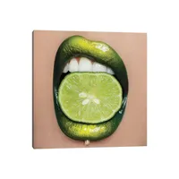 Lime Lips by Vlada Haggerty Unframed Wall Canvas - iCanvas: Modern Pop Culture Art