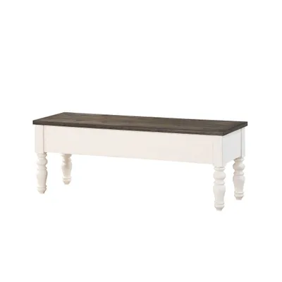 Joanna Two-Tone Storage Bench Ivory/Mocha - Steve Silver Co.: Lift-Top Entryway Furniture, Mango Wood Frame