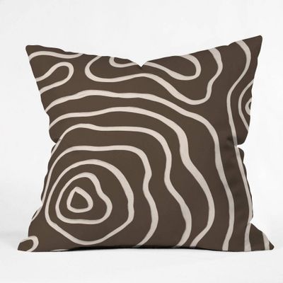 16x16 Alisa Galitsyna Topographic Map Throw Pillow Brown - Deny Designs: Indoor, Zipper Closure, Machine Washable