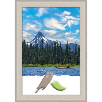 20x30 Opening Size Cottage Wood Picture Frame Art White/Silver - Amanti Art: Acrylic Glazing, Sawtooth Back