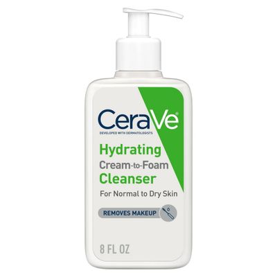 CeraVe Hydrating Cream-to-Foam Face Wash with Hyaluronic Acid for Normal to Dry Skin