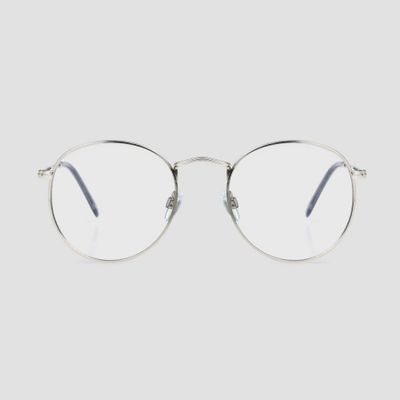 Mens Round Blue Light Filtering Glasses - Original Use Silver