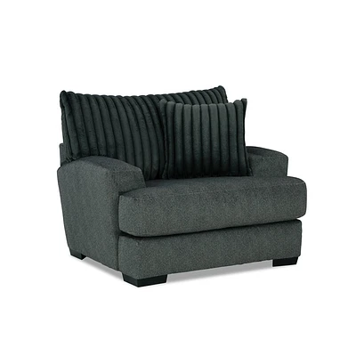 HOMES: Inside + Out Telven Accent Chair Chenille Upholstery Channel Tufted with Pillow Gray