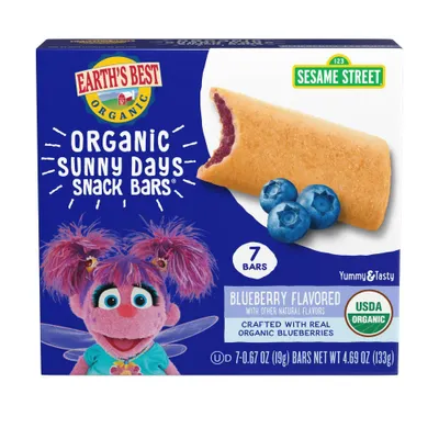 Earths Best Sesame Street Organic Sunny Days Blueberry Snack Bars - 0.67oz/7ct