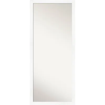 27 x 63 Non-Beveled Cabinet White Narrow Full Length Floor Leaner Mirror - Amanti Art