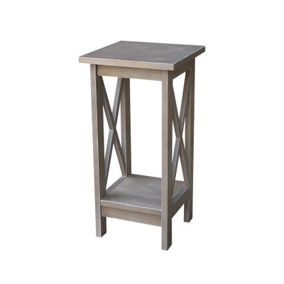 Solid Wood X Sided Plant Stand Washed Gray Taupe