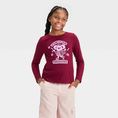 Girl Long Sleeve Dance To The Beat Graphic T-Shirt