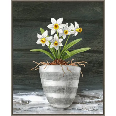 23 x 28 Farmhouse Garden II White Daffodils by Kelsey Wilson Framed Canvas Wall Art Print - Amanti Art: Modern Style, Polystyrene Frame