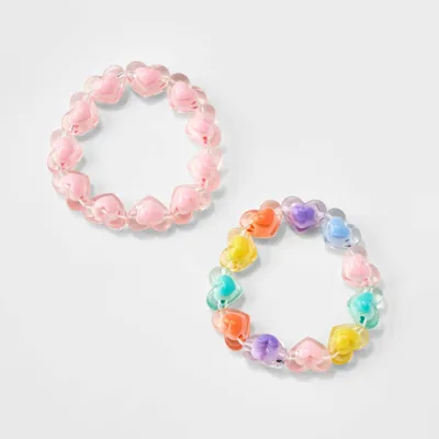 Girls 2pk Stretch Bracelet Set with Heart Beads - Cat & Jack