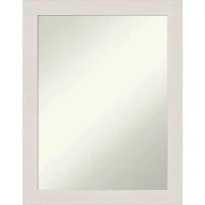 22 x 28 Non-Beveled Rustic Plank White Narrow Wall Mirror - Amanti Art