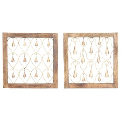 Mango Wood Bell Framed Wall Decor Set of 2 Brown - Olivia & May