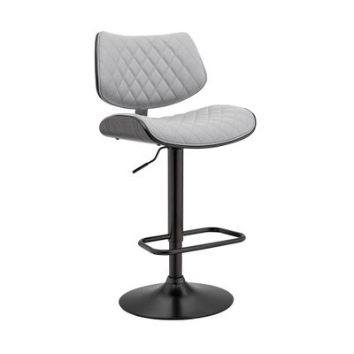 Leland Adjustable Counter Height Barstool with Gray Faux Leather Black Finish - Armen Living