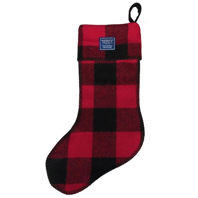 Wool Holiday Stocking Red Buffalo Check - Faribault Woolen Mill