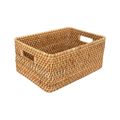 WeThinkStorage Hand-Woven Rattan Off White Storage Basket