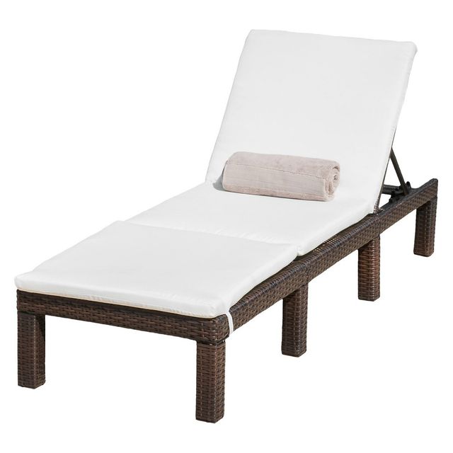 Jamaica Wicker Patio Chaise Lounge with Cushion - - Home: Weatherproof