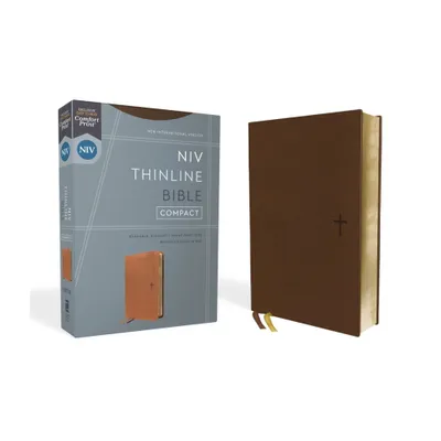 Niv, Thinline Bible, Compact, Leathersoft, Brown, Red Letter, Comfort Print - by Zondervan (Leather Bound)