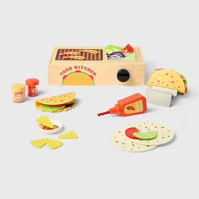 Taco Night Play Set - Gigglescape: Creative Play Food & Toy Kitchens, 67 Pieces, Ages 3+, Plastic & Wood