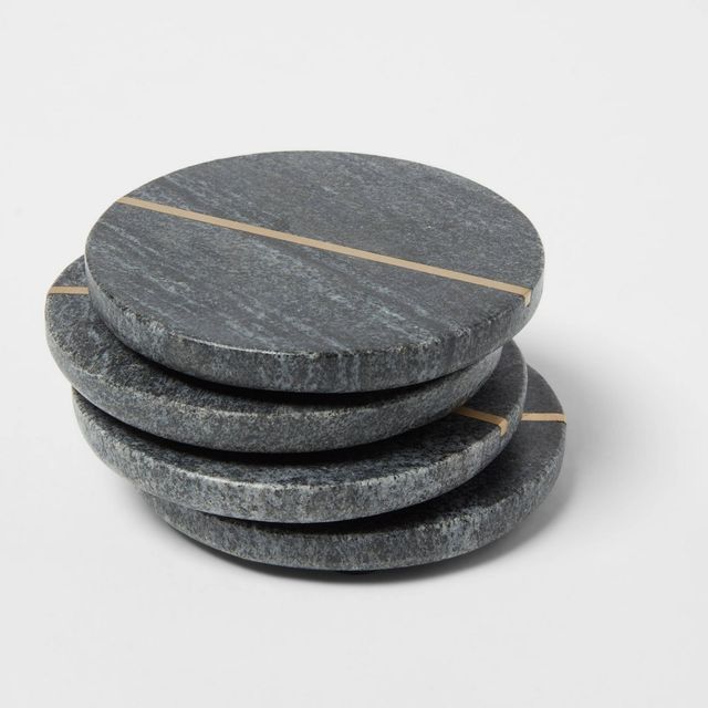 4pk Marble Coasters Gray - Threshold