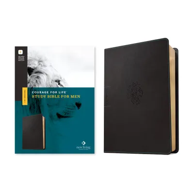 NLT Courage for Life Study Bible for Men, Filament Enabled (Leatherlike, Onyx Lion) - by Ann White & Robbie Goss (Leather Bound)