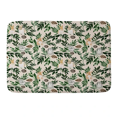 Deny Designs Marta Barragan Camarasa Rabbits in the Green Forest Memory Foam Bath Rug: Non-Slip, Microfiber, Machine Washable