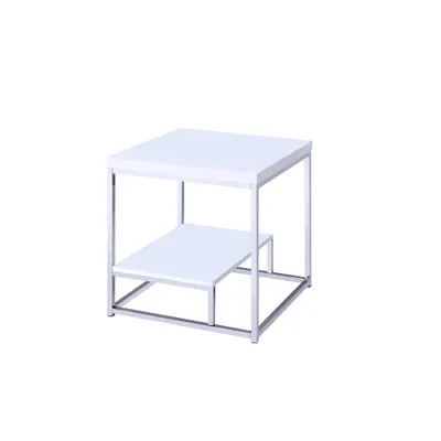 Lucia End Table White/Chrome - Steve Silver Co.