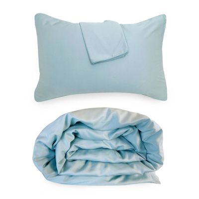 Full/Queen Viscose from Bamboo Luxury Duvet Cover Set with Shams Sky Blue - BedVoyage: Hypoallergenic, OEKO-TEX Certified