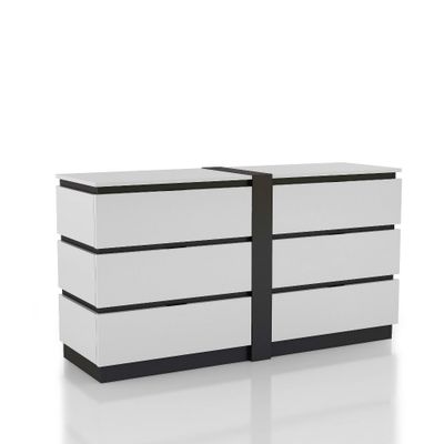 Pape Contemporary 6 Drawer Dresser White/Metallic Gray - miBasics