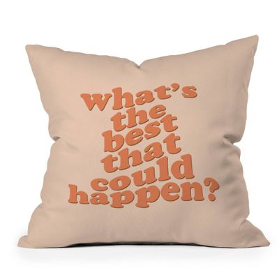 18x18 Dirty Angel Face Whats the Best that Could Happen Square Throw Pillow Orange/Cream - Deny Designs